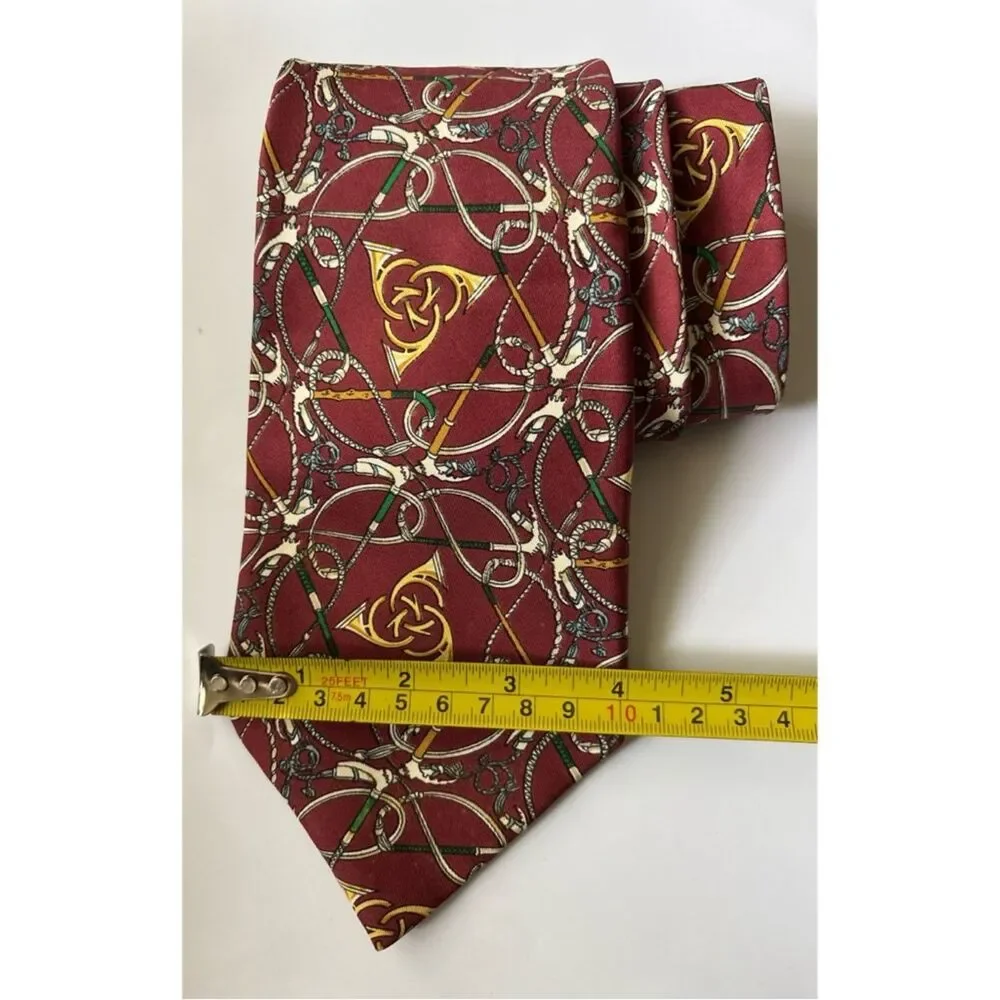 Vintage Hermes Burgundy Silk Tie